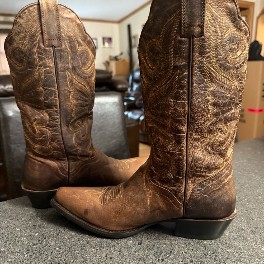 J B Dillon Brown Genuine Goat Leather Western Cowboy Boots size 7.5B Womens. - Picture 5 of 8